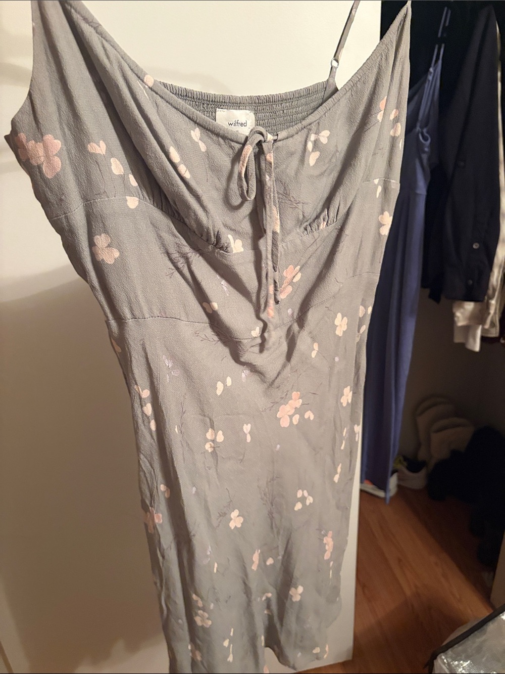 Green Floral Slip Dress with Pink Accents - Picture 5 of 5